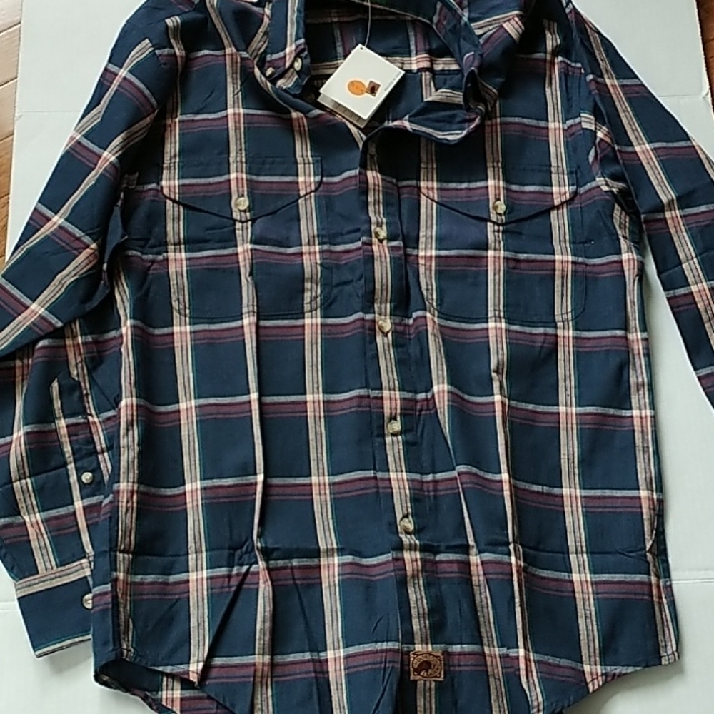 Boston Traders Navy/Red Plaid Button Front Shirt M